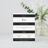 Linear Chic Black And White Stripes Baby Invite Br Postkarte (Stehend Vorderseite)