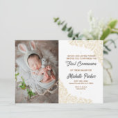 Linear Elegant Einladung zur ersten Kommunion (Stehend Vorderseite)