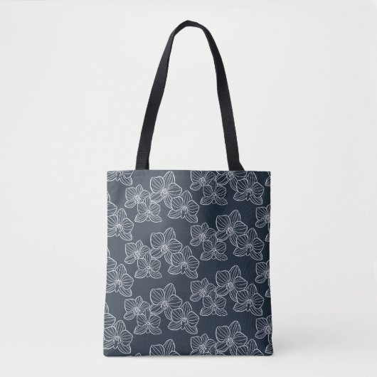 Linear Orchid | Botanical Dark Navy Tasche (Vorderseite)