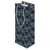 Linear Orchid | Botanical Floral Charcoal Geschenktüte Für Weinflaschen (Rückseite Schrägansicht)