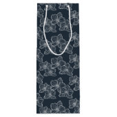 Linear Orchid | Botanical Floral Charcoal Geschenktüte Für Weinflaschen (Rückseite)