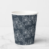 Linear Orchid | Botanical Floral Party Navy Pappbecher (Rückseite)