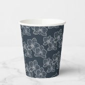 Linear Orchid | Botanical Floral Party Navy Pappbecher (Links)