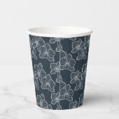 Linear Orchid | Botanical Floral Party Navy Pappbecher (Rechts)