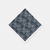 Linear Orchid | Chic Botanical Floral Dark Navy Serviette (Ecke)