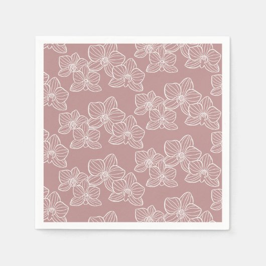 Linear Orchid | Chic Botanical Floral Dusty Pink Serviette (Vorderseite)