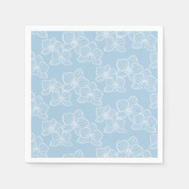 Linear Orchid | Chic Botanical Floral Sky Blue Serviette