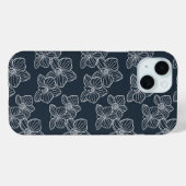 Linear Orchid | Elegant Botanical Dark Navy Case-Mate iPhone Hülle (Rückseite (Horizontal))