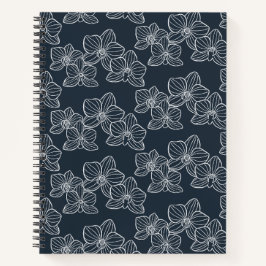 Linear Orchid | Elegant Botanical Dark Navy Notizblock