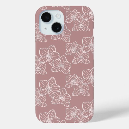 Linear Orchid | Elegant Botanical Dusty Pink Case-Mate iPhone Hülle (Rückseite)