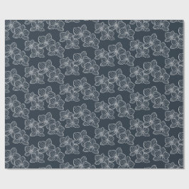 Linear Orchid | Elegant Floral Charcoal Geschenkpapier