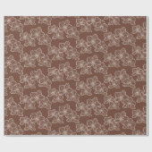Linear Orchid | Elegant Floral Dark Rust Geschenkpapier (Flach)