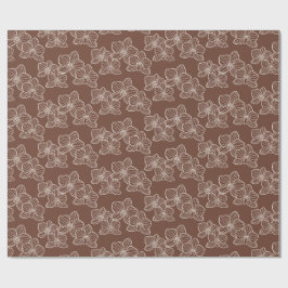 Linear Orchid | Elegant Floral Dark Rust Geschenkpapier