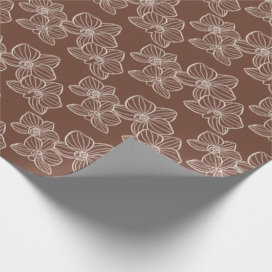 Linear Orchid | Elegant Floral Dark Rust Geschenkpapier (Ecke)