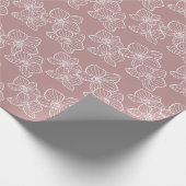 Linear Orchid | Elegant Floral Dusty Pink Geschenkpapier (Ecke)