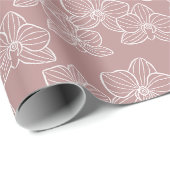 Linear Orchid | Elegant Floral Dusty Pink Geschenkpapier (Rolleneckpunkt)