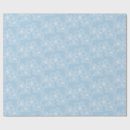 Linear Orchid | Elegant Floral Sky Blue Geschenkpapier
