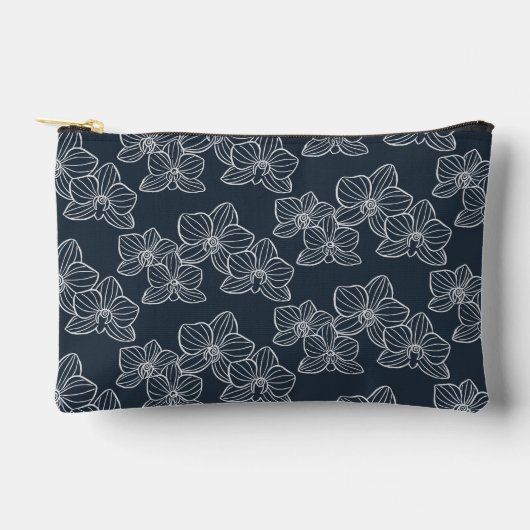 Linear Orchid | Floral Dark Navy Zubehörtasche (Vorderseite)