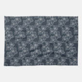 Linear Orchid | Modern Botanical Dark Navy Geschirrtuch (Horizontal)