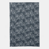 Linear Orchid | Modern Botanical Dark Navy Geschirrtuch (Vertikal)