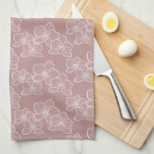 Linear Orchid | Modern Botanical Dusty Pink Geschirrtuch (Viertel Falte)