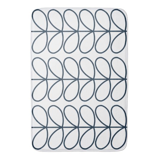 Linear Whale Blue Stem Pattern - Modernes Retro Badematte (Vorderseite Vertikal)