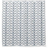 Linear Whale Blue Stem Pattern - Modernes Retro Duschvorhang (Vorderseite)