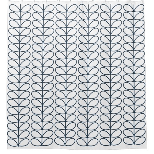 Linear Whale Blue Stem Pattern - Modernes Retro Duschvorhang (Vorderseite)