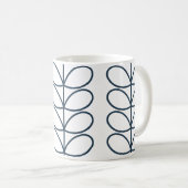 Linear Whale Blue Stem Pattern - Modernes Retro Kaffeetasse (VorderseiteRechts)