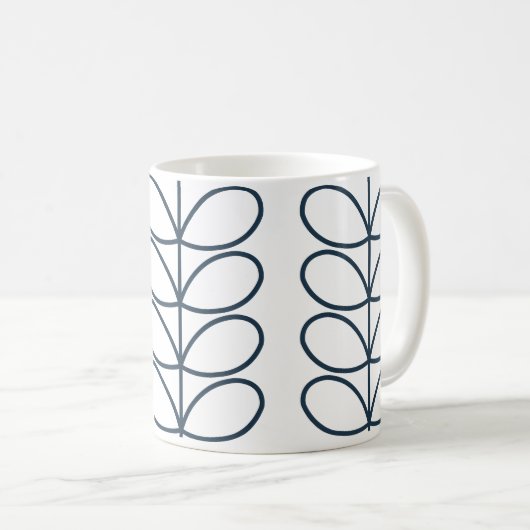 Linear Whale Blue Stem Pattern - Modernes Retro Kaffeetasse (VorderseiteRechts)
