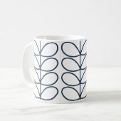 Linear Whale Blue Stem Pattern - Modernes Retro Kaffeetasse (Vorderseite Links)