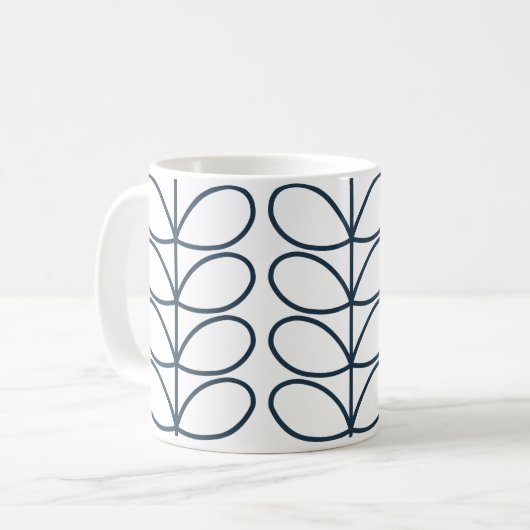 Linear Whale Blue Stem Pattern - Modernes Retro Kaffeetasse (Vorderseite Links)