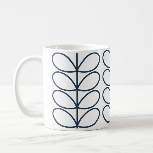 Linear Whale Blue Stem Pattern - Modernes Retro Kaffeetasse (Links)