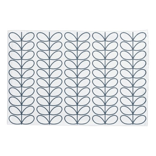 Linear Whale Blue Stem Pattern - Modernes Retro Kissenbezug (Rückseite-Links)