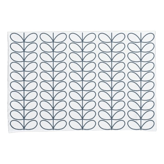 Linear Whale Blue Stem Pattern - Modernes Retro Kissenbezug (Vorderseite-Rechts)