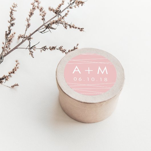 Linearaufkleber für das Hochzeitmonopgramm | Blüte Runder Aufkleber