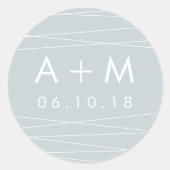 Linearaufkleber für das Hochzeitmonopgramm | Gray  Runder Aufkleber (Vorderseite)