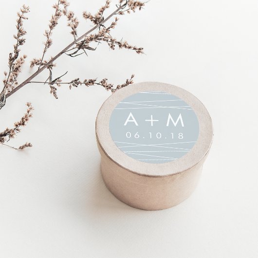 Linearaufkleber für das Hochzeitmonopgramm | Gray  Runder Aufkleber