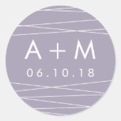 Linearaufkleber für das Hochzeitmonopgramm | Gray Runder Aufkleber (Vorderseite)