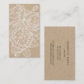 Lineare Blume auf Kraftpapier Visitenkarte (Vorne/Hinten)