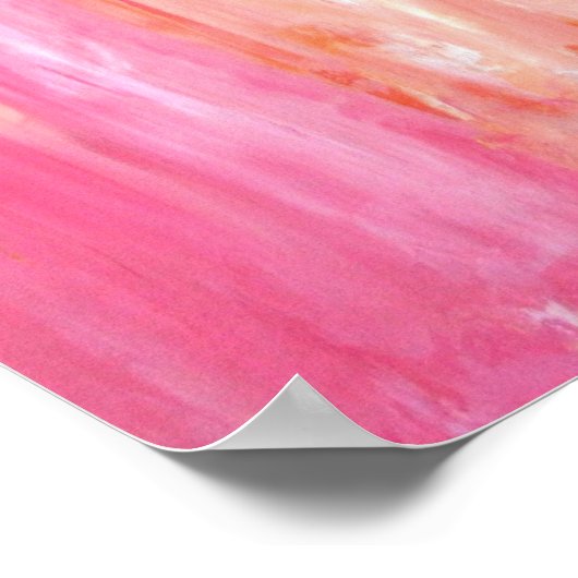 'Lineare Farbe' Rosa und orange Abstrakte Kunst Poster (Ecke)