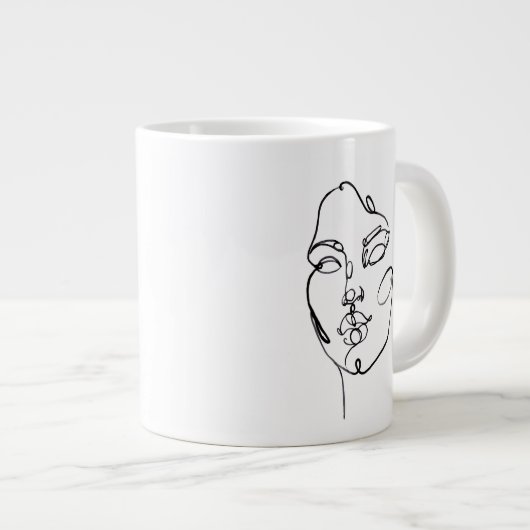 Lineare Gedanken - Gesichter Jumbo-Tasse (Vorderseite Rechts)