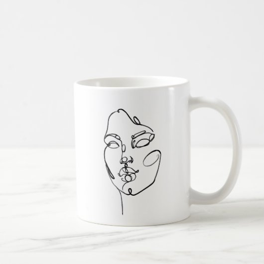 Lineare Gedanken - Gesichter Kaffeetasse (Rechts)