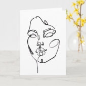 Lineare Gedanken - Gesichter Karte (Gelbe Blume)