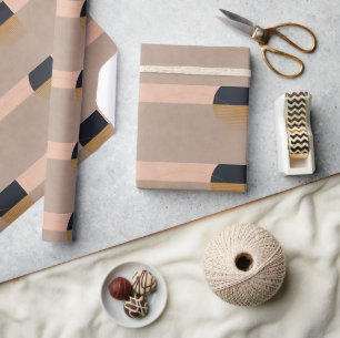 Lineare geometrische Abstrakte Mondlinie Moderne B Geschenkpapier