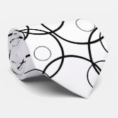 Lineare Kreise Schwarz/Weiß Krawatte (Gerollt)