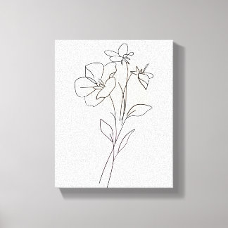 Lineare Kunst Zeichnend Blume Einfache Canvas Prin Leinwanddruck