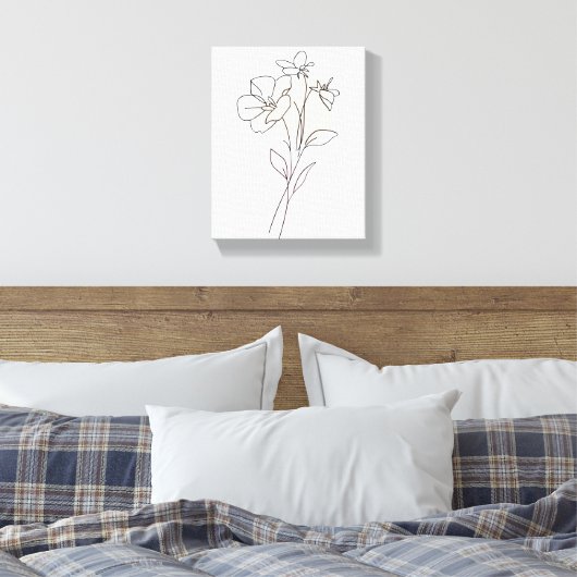Lineare Kunst Zeichnend Blume Einfache Canvas Prin Leinwanddruck (Insitu (Schlafzimmer))