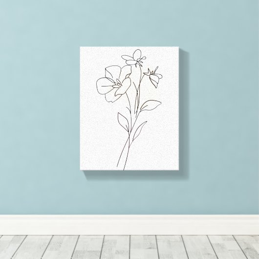 Lineare Kunst Zeichnend Blume Einfache Canvas Prin Leinwanddruck (Insitu (Holzboden))