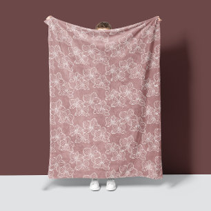 Lineare Orchidee   Cozy Botanical Floral Dusty Pin Fleecedecke